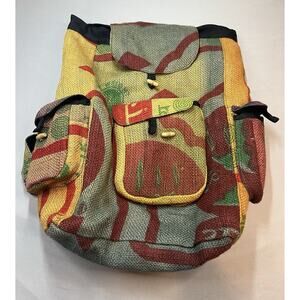 KayJayStyles Handmade Burlap Backpack Made in Nepal Multicolor